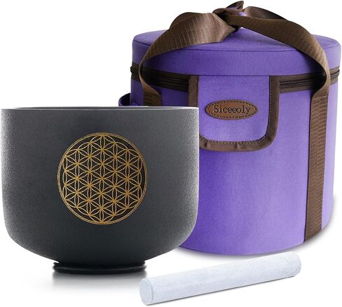 وعاء الغناء الكريستالي ذو اللون الأزرق السماوي 7 بوصة G Note 432 هرتز، قاعدة جذر الكوارتز المتجمد، شاكرا التأمل، شفاء الصوت مع حقيبة حمل متينة، حلقة دائرية من الجلد السويدي in Kuwait