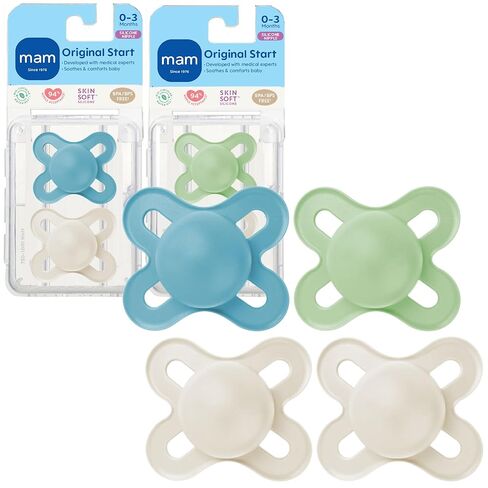 MAM Original Start Matte Newborn Baby Pacifier, Best Pacifier for Breastfed Babies, Sterilizer Case, Girl, 0-3 Months (Pack of 2) in Kuwait