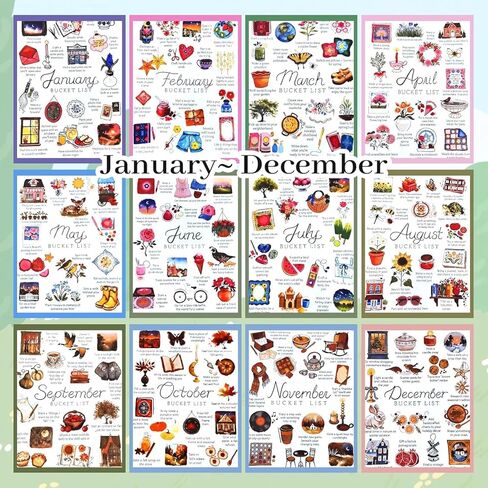 2026 Bucket List Calendar – Inspirational 12-Month Wall Calendar with Illustrated Pages, Gentle Daily Prompts for Mindful Living & Simple Joys, Thoughtful Gift for Friends & Family(B) in Saudi Arabia