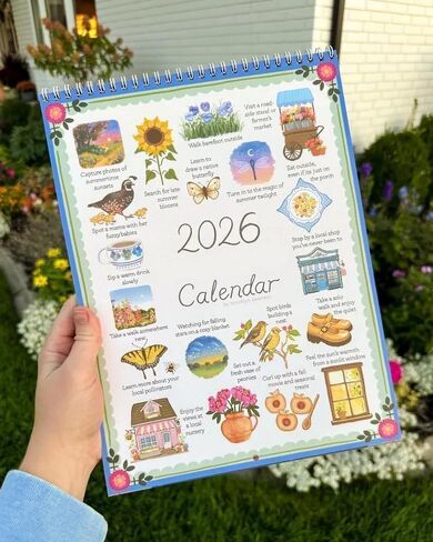 2026 Bucket List Calendar – Inspirational 12-Month Wall Calendar with Illustrated Pages, Gentle Daily Prompts for Mindful Living & Simple Joys, Thoughtful Gift for Friends & Family(B) in Saudi Arabia