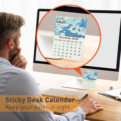 تقويم صغير لعام 2026 مكون من 12 حزمة - تقاويم لاصقة شهرية صغيرة قابلة للتقشير واللصق للوحة قيادة السيارة والجدار والثلاجة والكمبيوتر المحمول والمكتب | 3.35 بوصة × 4.45 بوصة | يناير-ديسمبر 2026 (12 قطعة) in Kuwait