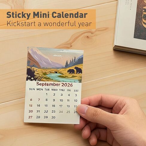 تقويم صغير لعام 2026 مكون من 12 حزمة - تقاويم لاصقة شهرية صغيرة قابلة للتقشير واللصق للوحة قيادة السيارة والجدار والثلاجة والكمبيوتر المحمول والمكتب | 3.35 بوصة × 4.45 بوصة | يناير-ديسمبر 2026 (12 قطعة) in Kuwait