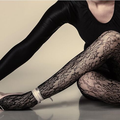 8 Pairs Women Sheer Black Tights & Sparkly Fishnet Footed Tights Set 8 Style Lace Pattern High Waist Stocking Pantyhose in Saudi Arabia