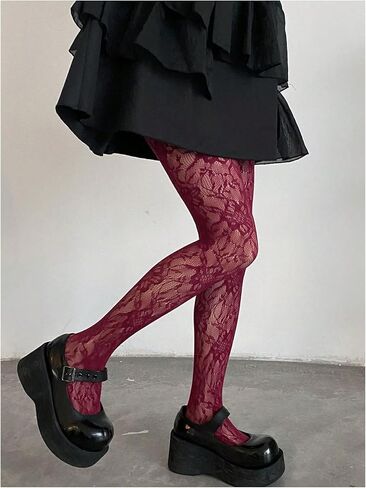 Floerns Women's Floral Fishnet Sheer Tights Hollow Out See Through Pantyhose in Saudi Arabia