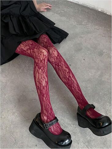 Floerns Women's Floral Fishnet Sheer Tights Hollow Out See Through Pantyhose in Saudi Arabia