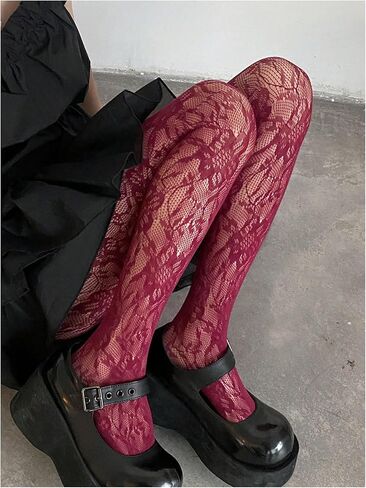 Floerns Women's Floral Fishnet Sheer Tights Hollow Out See Through Pantyhose in Saudi Arabia