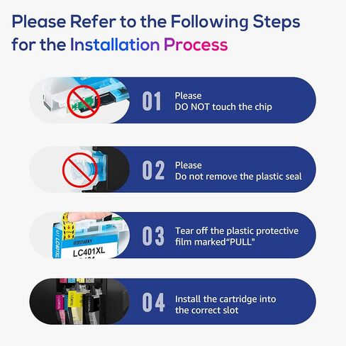 خراطيش حبر LC401XL متوافقة مع خراطيش حبر Brother LC401 LC401XL لحبر الطابعة Brother MFC-J1010DW MFC-J1012DW MFC-J1170DW MFC-J1800DW (أسود سماوي أرجواني أصفر، 4 عبوات) in Kuwait