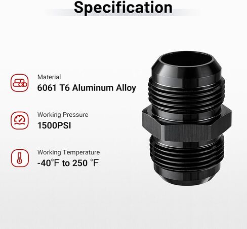 EVIL ENERGY 16AN Male to 16AN Male Flare Straight Union Coupler Fitting Coupling Aluminum Black 2PCS in Saudi Arabia
