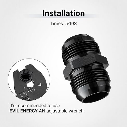 EVIL ENERGY 16AN Male to 16AN Male Flare Straight Union Coupler Fitting Coupling Aluminum Black 2PCS in Saudi Arabia
