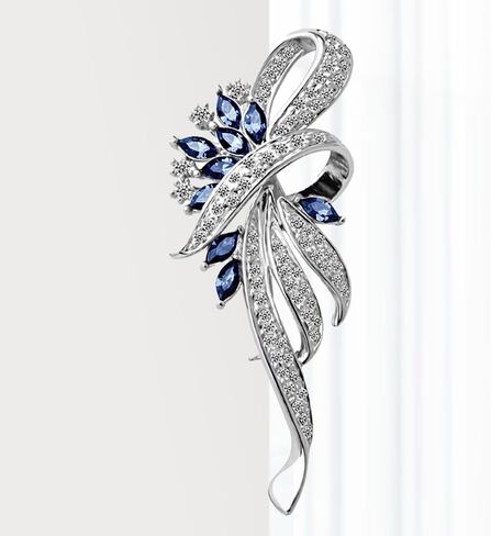 Navy Blue Vintage Crystal Flower Brooch, Alloy Steel Rhinestone Pin, Elegant Accessory for Women in Saudi Arabia