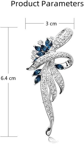 Navy Blue Vintage Crystal Flower Brooch, Alloy Steel Rhinestone Pin, Elegant Accessory for Women in Saudi Arabia