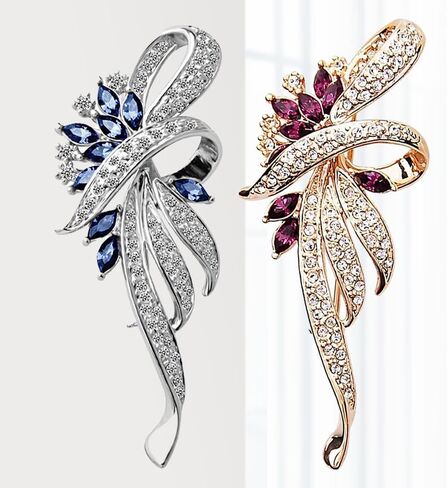 Navy Blue Vintage Crystal Flower Brooch, Alloy Steel Rhinestone Pin, Elegant Accessory for Women in Saudi Arabia