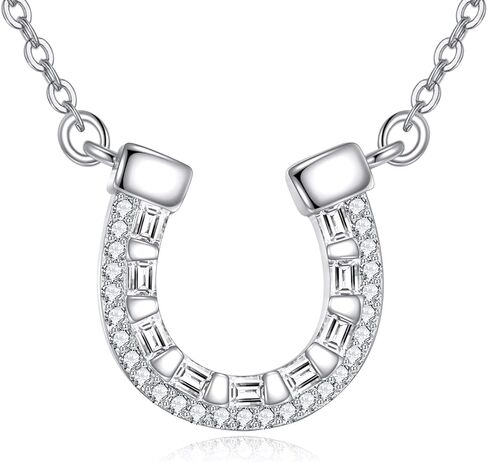 POPLYKE Horseshoe Necklace for Women 925 Sterling Silver Lucky Horse equestrian Horse shoe stirrup Jewelry Gifts in Saudi Arabia