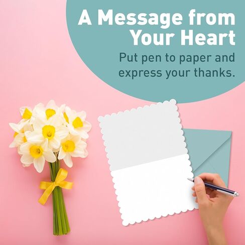 S&O Gingham Thank You Cards with Envelopes - Blank Greeting Card for Handwritten Messages - 3.5x5" Thank You Notes Set of 36 - Assorted Thank You Cards with Color Envelopes to Mix & Match in Saudi Arabia