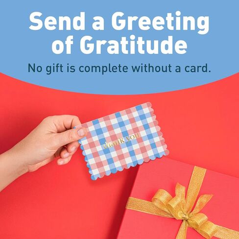 S&O Gingham Thank You Cards with Envelopes - Blank Greeting Card for Handwritten Messages - 3.5x5" Thank You Notes Set of 36 - Assorted Thank You Cards with Color Envelopes to Mix & Match in Saudi Arabia