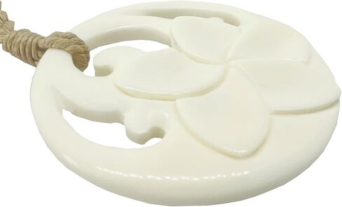 Hawaiian Jewelry Hand Carved Bone Plumeria Flower Pendant Choker Necklace in Saudi Arabia