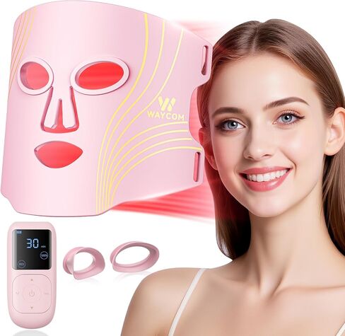 WAYCOM Red Light Therapy Mask: 400 Beads Portable Light Therapy for Face - 4-Modes Portable 850NM Infrared & Red Light Mask at Home Travel - Gift for Loved Ones/Valentine's Day/Birthday/New Year in Saudi Arabia