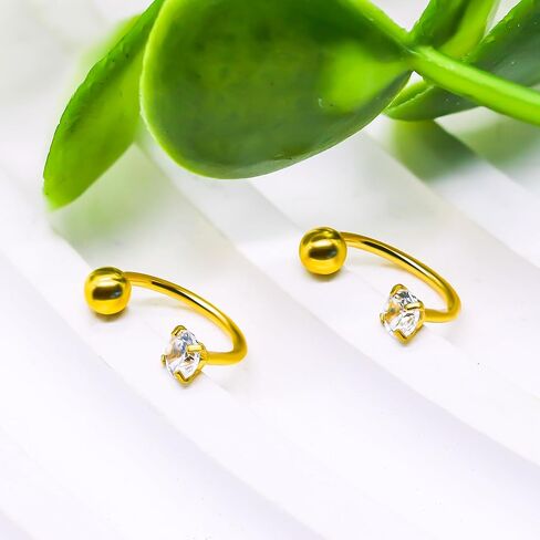 2 قطعة 14K الذهب معبأ الموضوع حدوة الأنف الدائري للنساء الرجال 20G صغيرة رقيقة نصف هوب ثقب الأذن 316L الفولاذ المقاوم للصدأ الشفاه الحاجب الحلزون الأذن ثقب المجوهرات in Saudi Arabia