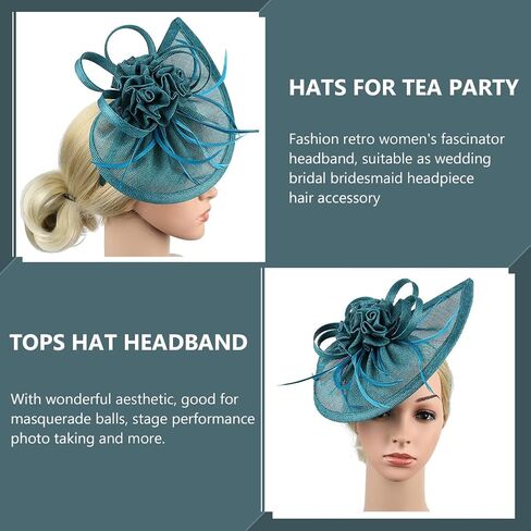 Wedding Fascinator Hat Women Bridal Mesh Top Hat Headband for Bridesmaid Party Tea Party Accessories in Saudi Arabia