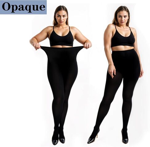 Teaaha Plus Size Tights for Women, 70D Opaque Black Tights, High Waist Control Top, Ultra Soft and Stretchy Stockings(2XL,black) in Saudi Arabia