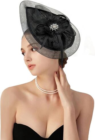 dressfan Womens Church Fascinator Hat,20s 50s Linen Vintage Hat for Derby/Church/Wedding/Cocktail/Tea Party in Saudi Arabia