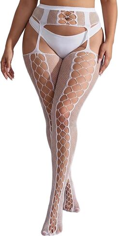 Plus Size Sexy Fishnet Stockings Valentine's Gift Suspender Pantyhose Thigh High Waist Garter Belt Lingerie in Saudi Arabia