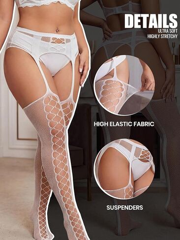 Plus Size Sexy Fishnet Stockings Valentine's Gift Suspender Pantyhose Thigh High Waist Garter Belt Lingerie in Saudi Arabia
