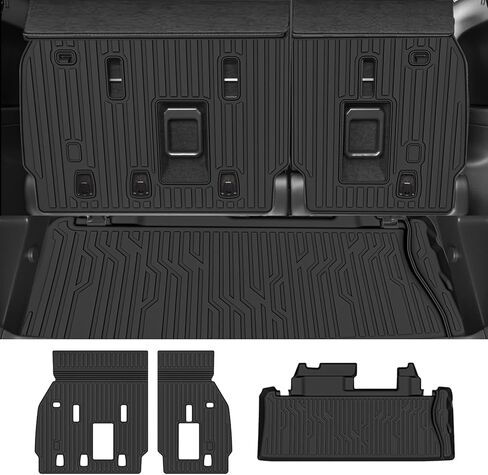 حصيرة شحن متوافقة مع 2021-2025 2026 Toyota Sienna 7&8 Seater Trunk Mat & الصف الثالث واقي خلفي للمقعد في جميع الأحوال الجوية TPE استبدال بطانة البضائع لملحقات Toyota Sienna 2021-2026 in Saudi Arabia