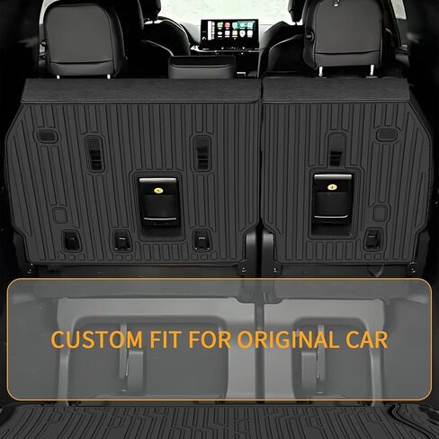 حصيرة شحن متوافقة مع 2021-2025 2026 Toyota Sienna 7&8 Seater Trunk Mat & الصف الثالث واقي خلفي للمقعد في جميع الأحوال الجوية TPE استبدال بطانة البضائع لملحقات Toyota Sienna 2021-2026 in Saudi Arabia