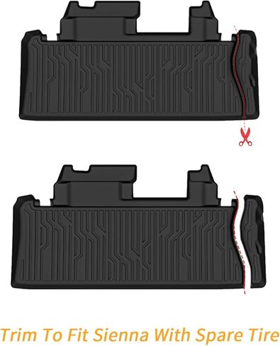 حصيرة شحن متوافقة مع 2021-2025 2026 Toyota Sienna 7&8 Seater Trunk Mat & الصف الثالث واقي خلفي للمقعد في جميع الأحوال الجوية TPE استبدال بطانة البضائع لملحقات Toyota Sienna 2021-2026 in Saudi Arabia