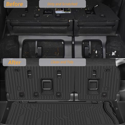 حصيرة شحن متوافقة مع 2021-2025 2026 Toyota Sienna 7&8 Seater Trunk Mat & الصف الثالث واقي خلفي للمقعد في جميع الأحوال الجوية TPE استبدال بطانة البضائع لملحقات Toyota Sienna 2021-2026 in Saudi Arabia
