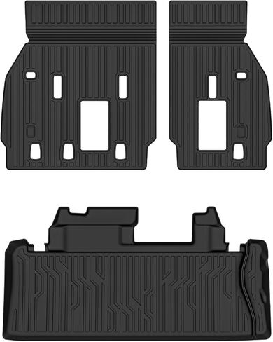 حصيرة شحن متوافقة مع 2021-2025 2026 Toyota Sienna 7&8 Seater Trunk Mat & الصف الثالث واقي خلفي للمقعد في جميع الأحوال الجوية TPE استبدال بطانة البضائع لملحقات Toyota Sienna 2021-2026 in Saudi Arabia