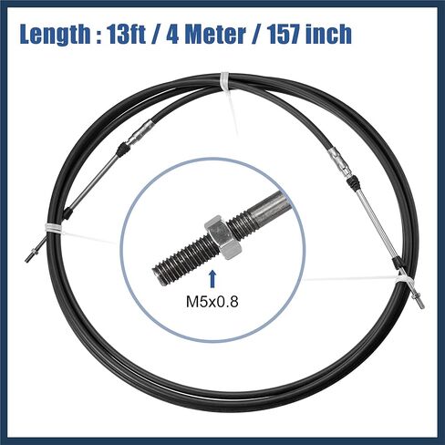 2pcs 13ft 4 Meter 157 Inch Marine Type 3300 / 33C Throttle Shift Remote Control Box Cable for Yamaha Outboard Engine Boat Motor Steering System Black Car Parts Stylish Design in Saudi Arabia