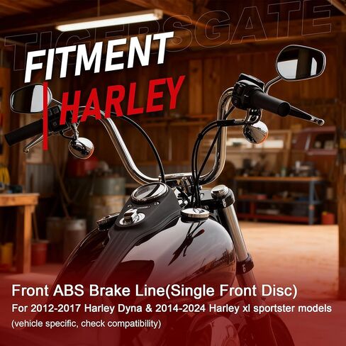 خط فرامل ABS أمامي مقاس 12 بوصة (قرص أمامي واحد) لموديلات Harley 2012-2017 Dyna & 2014-2024 Sportster XL، أسود in Saudi Arabia