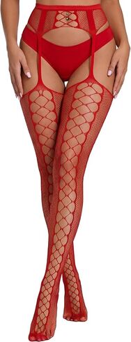 Plus Size Sexy Fishnet Stockings Valentine's Gift Suspender Pantyhose Thigh High Waist Garter Belt Lingerie in Saudi Arabia