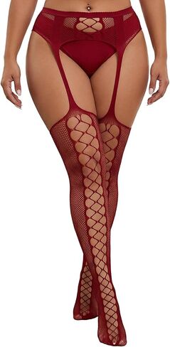 Plus Size Sexy Fishnet Stockings Valentine's Gift Suspender Pantyhose Thigh High Waist Garter Belt Lingerie in Saudi Arabia