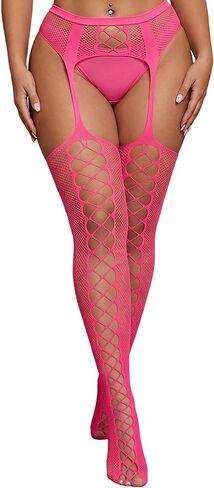 Plus Size Sexy Fishnet Stockings Valentine's Gift Suspender Pantyhose Thigh High Waist Garter Belt Lingerie in Saudi Arabia