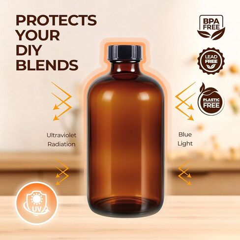 3 عبوات، 16 أونصة من الزجاجات الكهرمانية، زجاجات بوسطن الدائرية القابلة لإعادة الملء مع أغطية سوداء، حاويات زجاجية مثالية للكومبوتشا، التخمير الثانوي، تخزين التوابل، الزيوت العطرية محلية الصنع in Kuwait