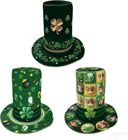 Xuan2Xuan3 St. Patrick's Day Green Leprechaun Top Hat Shamrocks Irish Festive Four-Leaf Clover Top Hat Tree Topper in Saudi Arabia