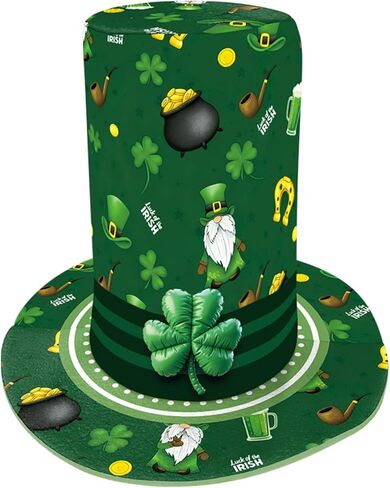 Xuan2Xuan3 St. Patrick's Day Green Leprechaun Top Hat Shamrocks Irish Festive Four-Leaf Clover Top Hat Tree Topper in Saudi Arabia