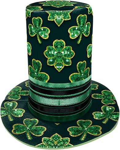 Xuan2Xuan3 St. Patrick's Day Green Leprechaun Top Hat Shamrocks Irish Festive Four-Leaf Clover Top Hat Tree Topper in Saudi Arabia