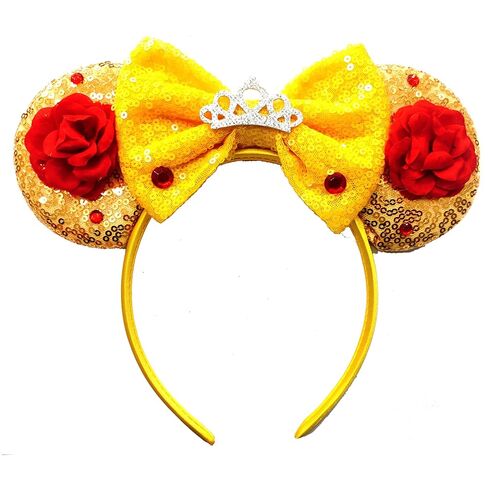 Beauty Princess Mouse Ears Headband: Sparkle Bow Red Rose Hairband for Women Girls Party Decoration, Birthday Princess Trip Parks Dress Up in Saudi Arabia
