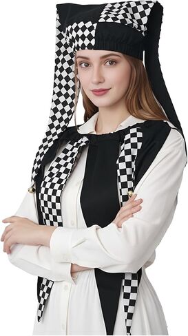 قبعة مهرج مع نمط أجراس هارليكوين الماسي لزي عيد الهالوين in Kuwait