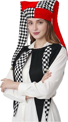 قبعة مهرج مع نمط أجراس هارليكوين الماسي لزي عيد الهالوين in Kuwait