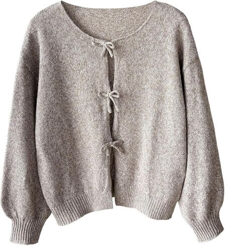 WDIRARA Girl's Tie Front Cardigan Sweaters V Neck Long Sleeve Knit Outerwear in Saudi Arabia