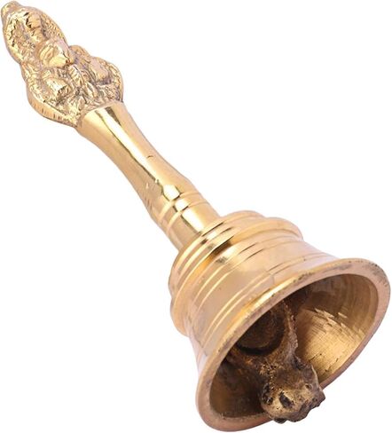 Hand-held Auspicious Ghanti - Brass Puja Bell for Mandir, Aarti, Poojan Decorative Design Bell, Colourful Jingle Bell for Christmas/Hindu Festivals, Office/Home in Saudi Arabia