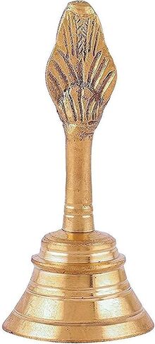 Hand-held Auspicious Ghanti - Brass Puja Bell for Mandir, Aarti, Poojan Decorative Design Bell, Colourful Jingle Bell for Christmas/Hindu Festivals, Office/Home in Saudi Arabia