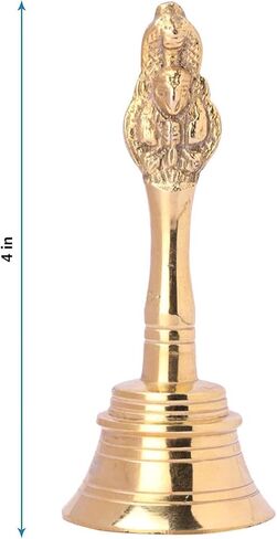 Hand-held Auspicious Ghanti - Brass Puja Bell for Mandir, Aarti, Poojan Decorative Design Bell, Colourful Jingle Bell for Christmas/Hindu Festivals, Office/Home in Saudi Arabia