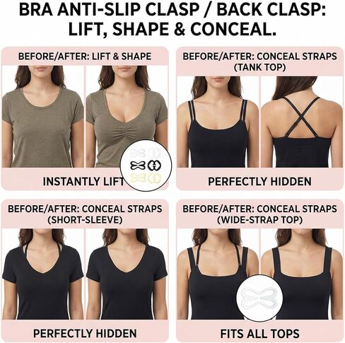 22 Pcs Bra Strap Clips Holders to Make Racerback Strap Holders Adjustable Anti-Slip Bra Straps Buckles Conceal Hide Straps for Women Back Slip Cleavage Control Ballet Dance Accessories in Saudi Arabia