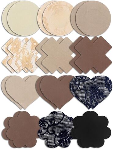 12 Pairs Nipple Covers Glitter Pasties Breast Petals Stickers for Women in Saudi Arabia